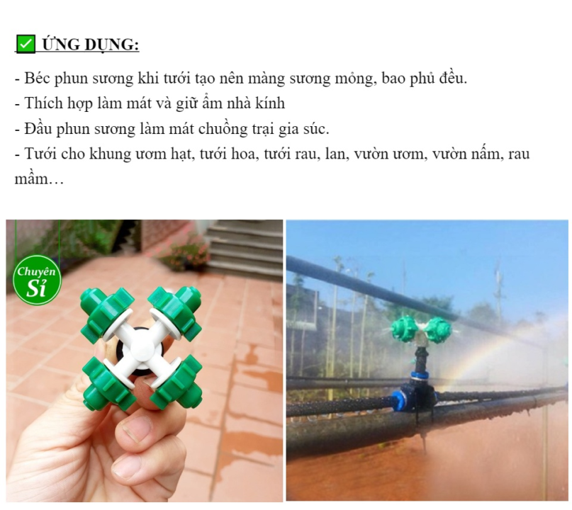 Béc phun sương 4 hướng tưới lan, tưới cây