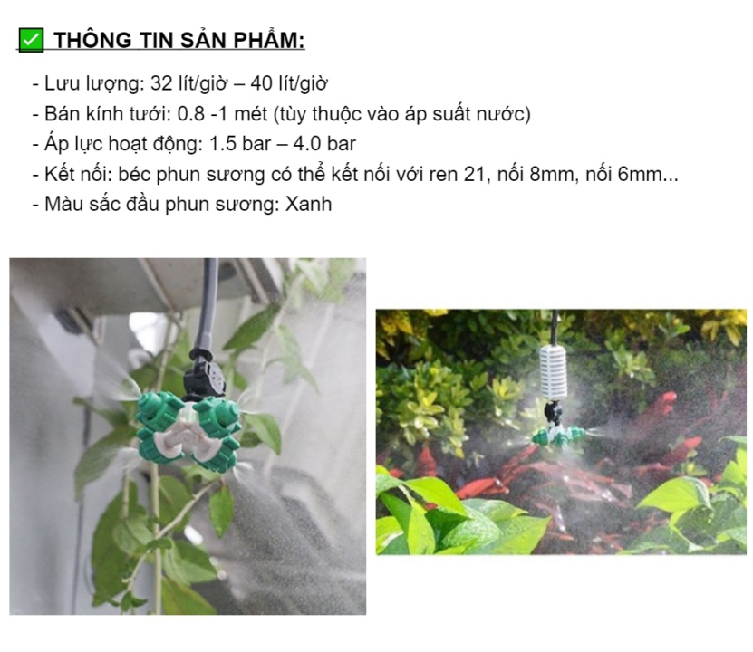 Béc phun sương 4 hướng tưới lan, tưới cây