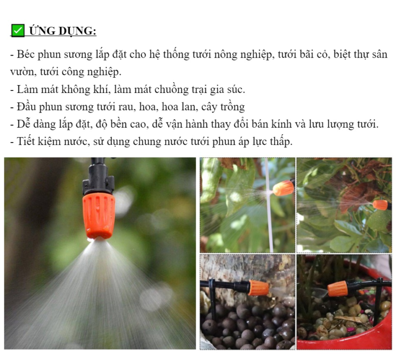 Béc phun sương cam 1 hướng - Đầu phun sương tưới cây 1 cửa Béc phun sương cam 1 hướng - Đầu phun sương tưới cây 1 cửa