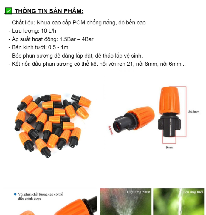 Béc phun sương cam 1 hướng - Đầu phun sương tưới cây 1 cửa Béc phun sương cam 1 hướng - Đầu phun sương tưới cây 1 cửa