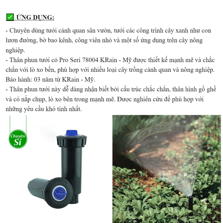 Thân phun tưới cỏ sân vườn Pro Seri 78004 KRain Thân phun tưới cỏ sân vườn Pro Seri 78004 KRain