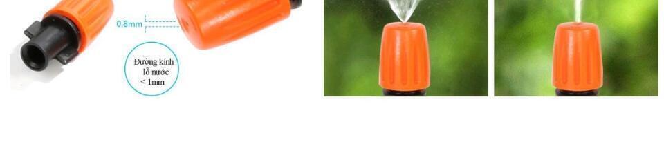 Béc phun sương cam 7 hướng kèm tê nối ống ldpe 8mm