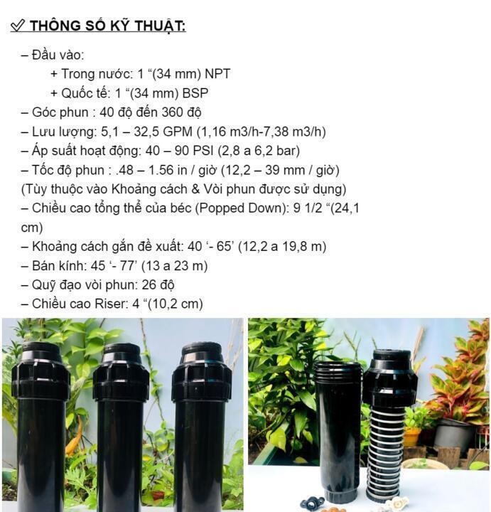 Béc tưới cảnh quan popup rotor prosport Krain – Mỹ, đầu vòi phun tưới sân cỏ