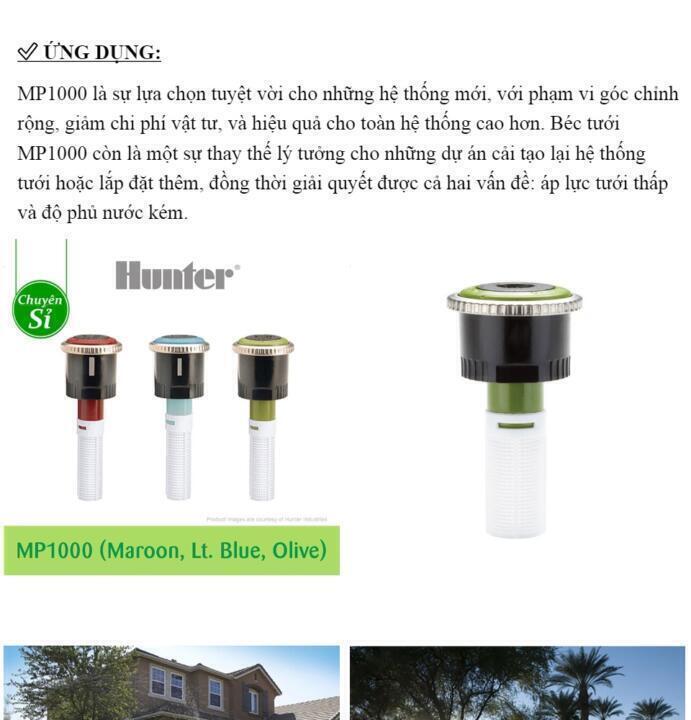 Béc tưới Hunter MP1000 (MP1000-90, MP1000-210, MP1000-360) Béc tưới Hunter MP1000 (MP1000-90, MP1000-210, MP1000-360)