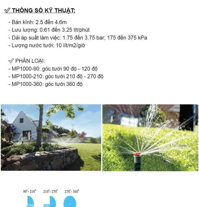 Béc tưới Hunter MP1000 (MP1000-90, MP1000-210, MP1000-360) Béc tưới Hunter MP1000 (MP1000-90, MP1000-210, MP1000-360)