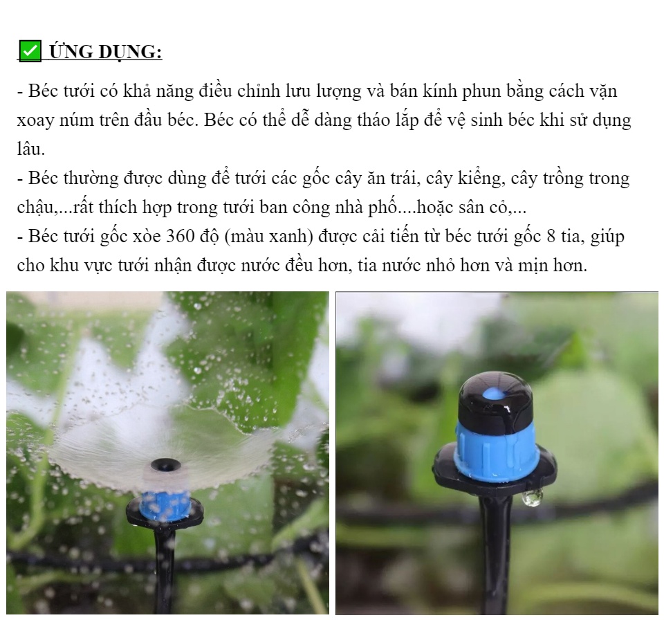 Béc xòe 360 độ - Béc phun xòe tưới gốc cây ăn quả tưới rau cây cảnh