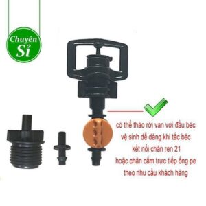 Béc phun mưa T900 tưới gốc chống côn trùng, kết nối ren 21mm, van khóa nối ống ldpe 6mm, 8mm, 16mm....