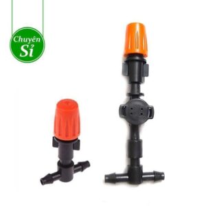 Béc phun sương cam 1 hướng kèm tê nối ống LDPE 6mm (có thể lấy van chống rỉ hoặc không)
